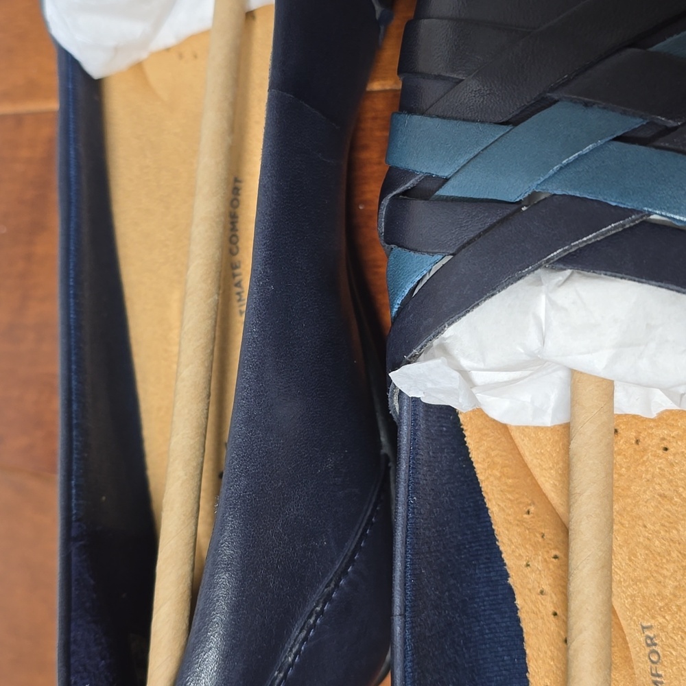 Clarks Sara Clover Navy Combination Leather Ballet Flats 6 NWT - Picture 5 of 11